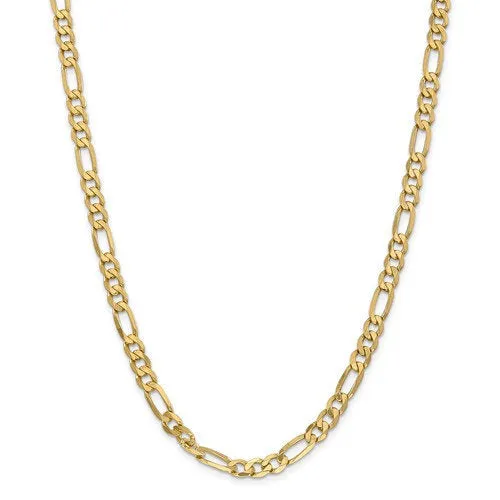 14K Yellow Gold 6.25mm Flat Figaro Bracelet Anklet Choker Necklace Pendant Chain