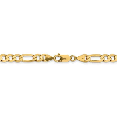 14K Yellow Gold 6.25mm Flat Figaro Bracelet Anklet Choker Necklace Pendant Chain