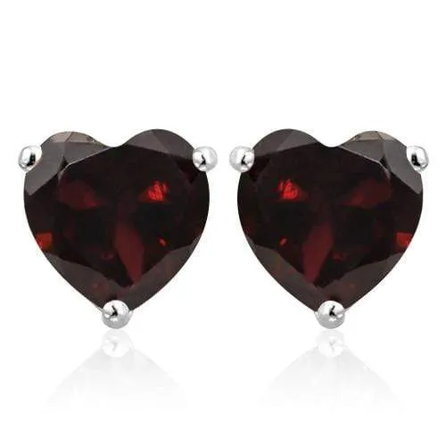 2.00 CT GARNET 10KT SOLID GOLD HEART SHAPE EARRINGS STUD