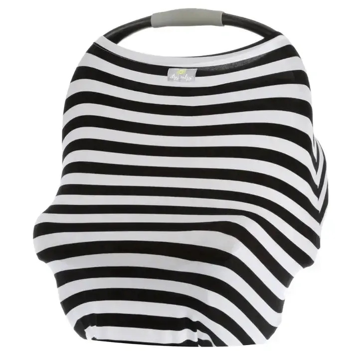 4-in-1 Multi-Use Car Seat   Nursing Cover- Black/White Stripe