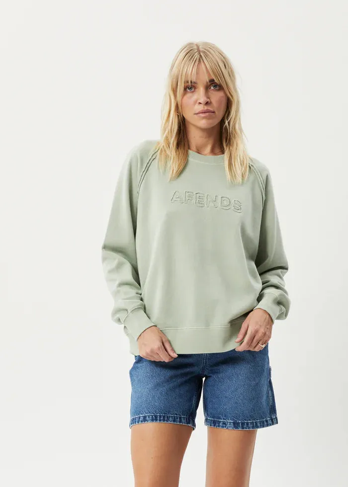 Afends Cutback Raglan Crewneck Jumper- Eucalyptus
