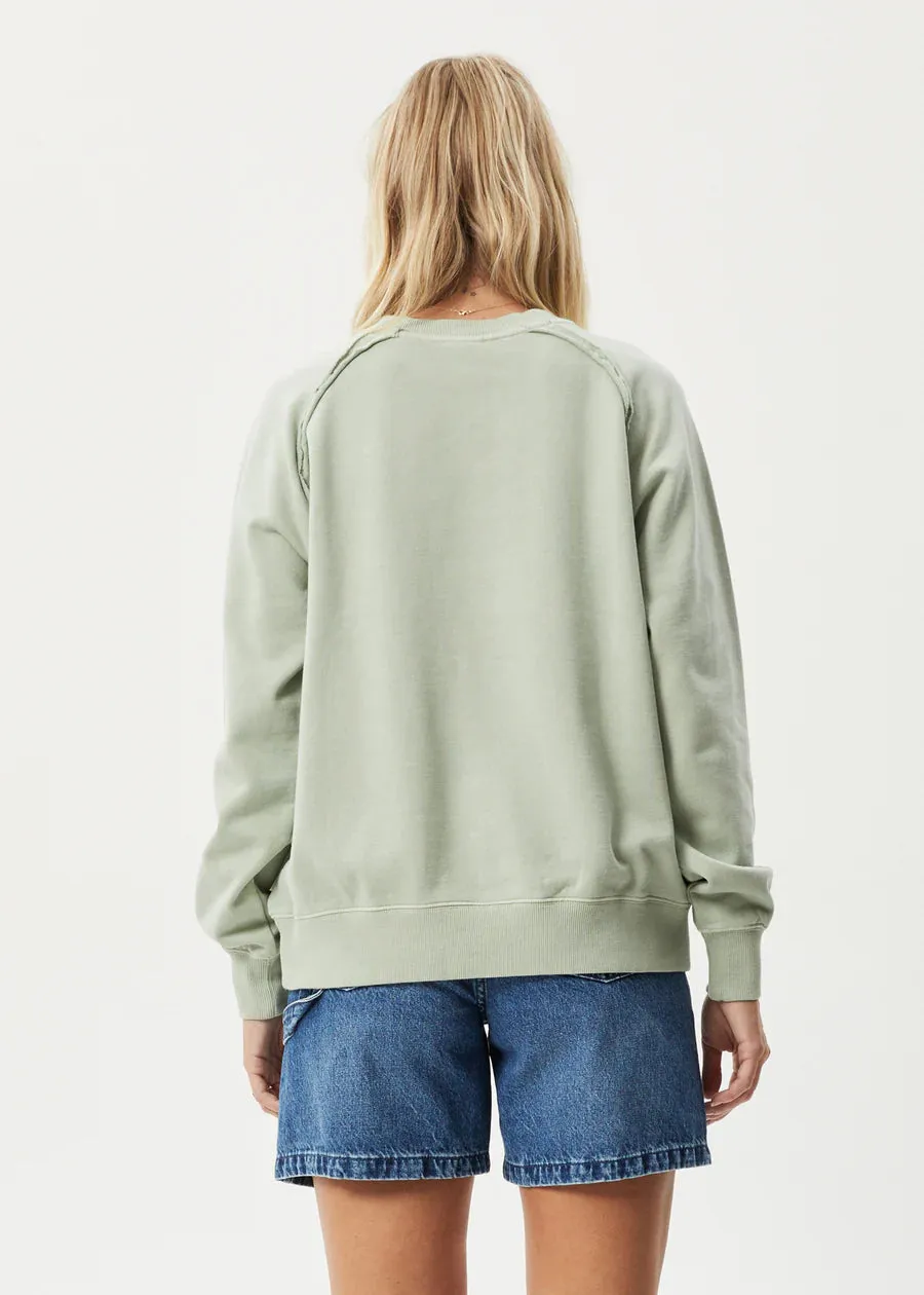 Afends Cutback Raglan Crewneck Jumper- Eucalyptus