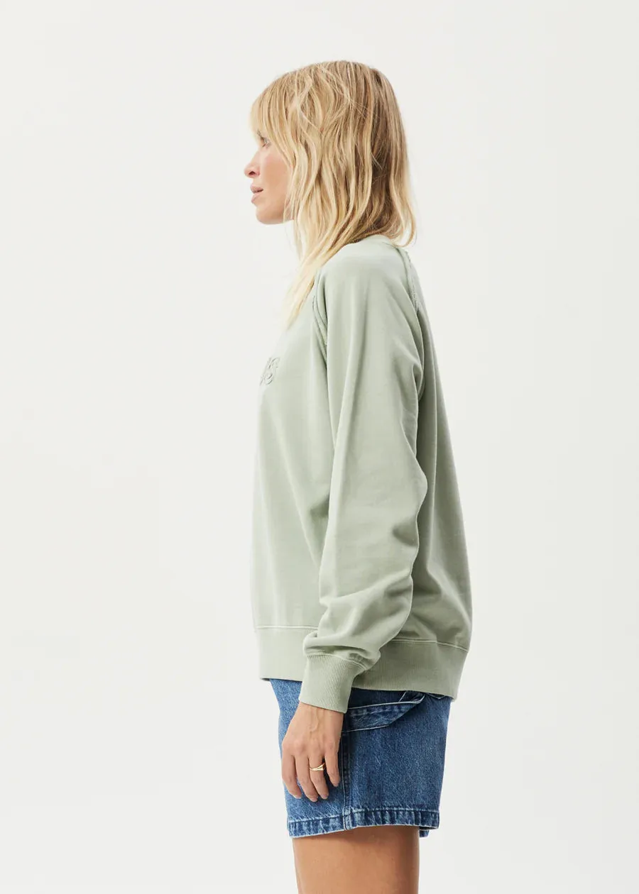 Afends Cutback Raglan Crewneck Jumper- Eucalyptus