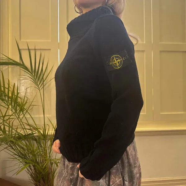 Autumn / Winter 1996 Stone Island Jumper - Small Navy Wool Blend