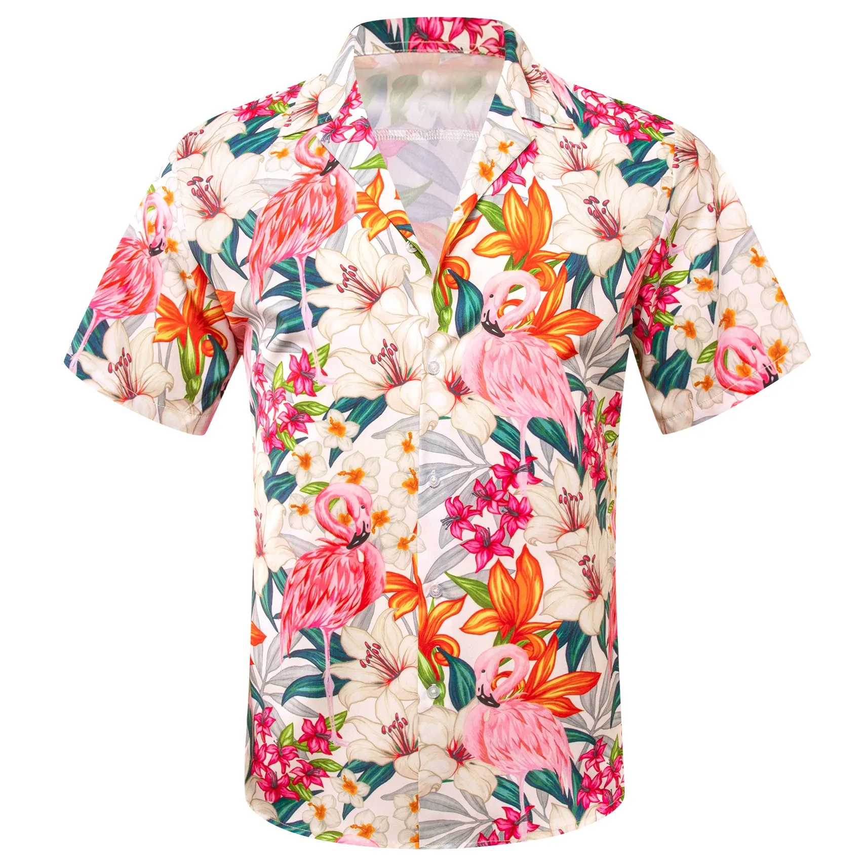 Barry Wang Hawaiian Shirts Men's Pink Floral Short Sleeves Summer Top