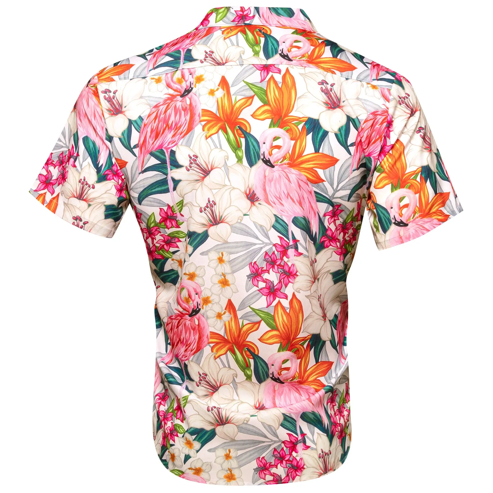 Barry Wang Hawaiian Shirts Men's Pink Floral Short Sleeves Summer Top