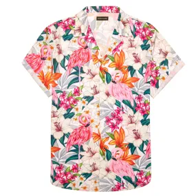 Barry Wang Hawaiian Shirts Men's Pink Floral Short Sleeves Summer Top