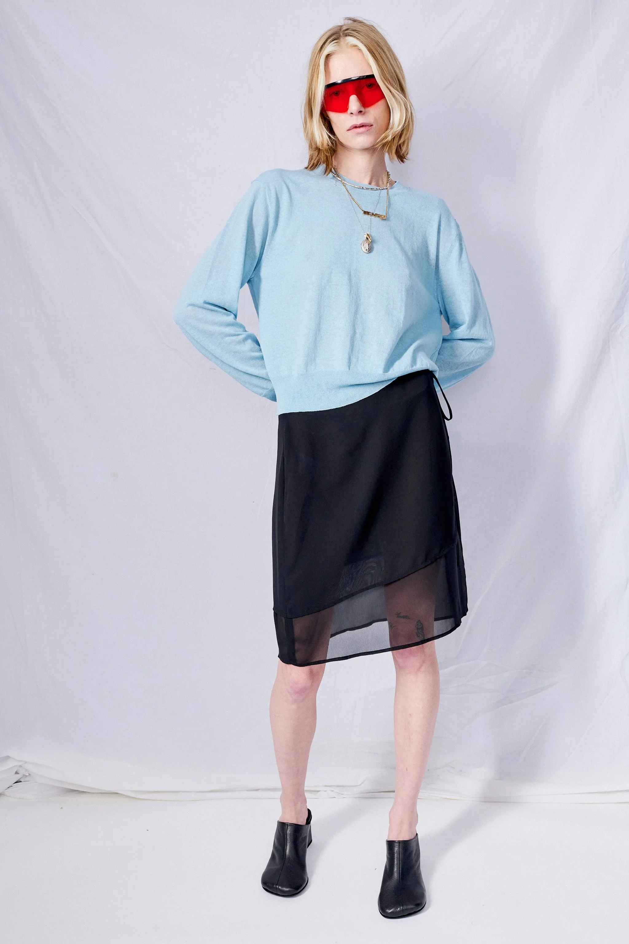 Black See-Through Layered Skirt