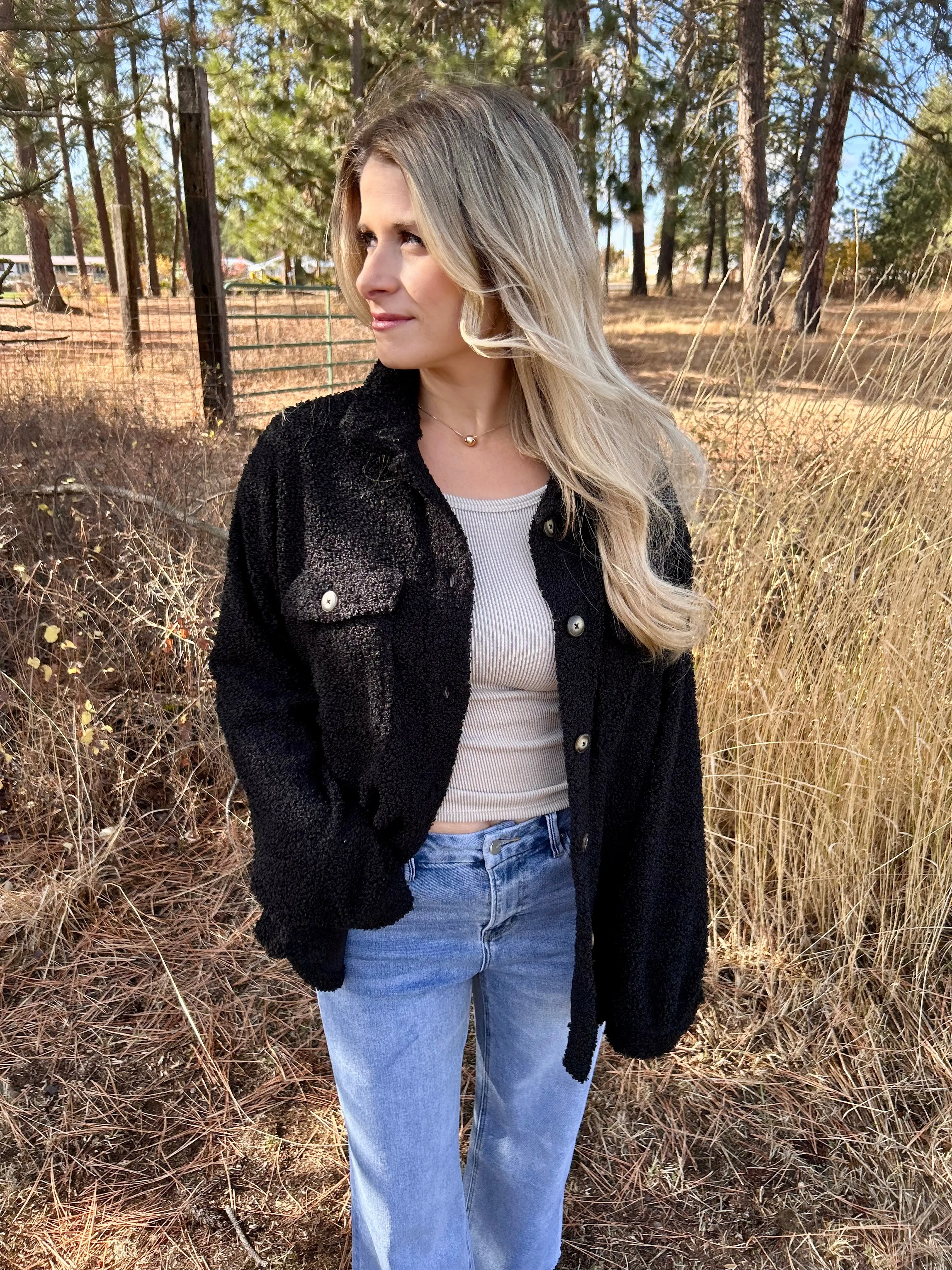 Black Sherpa Shacket FINAL SALE!