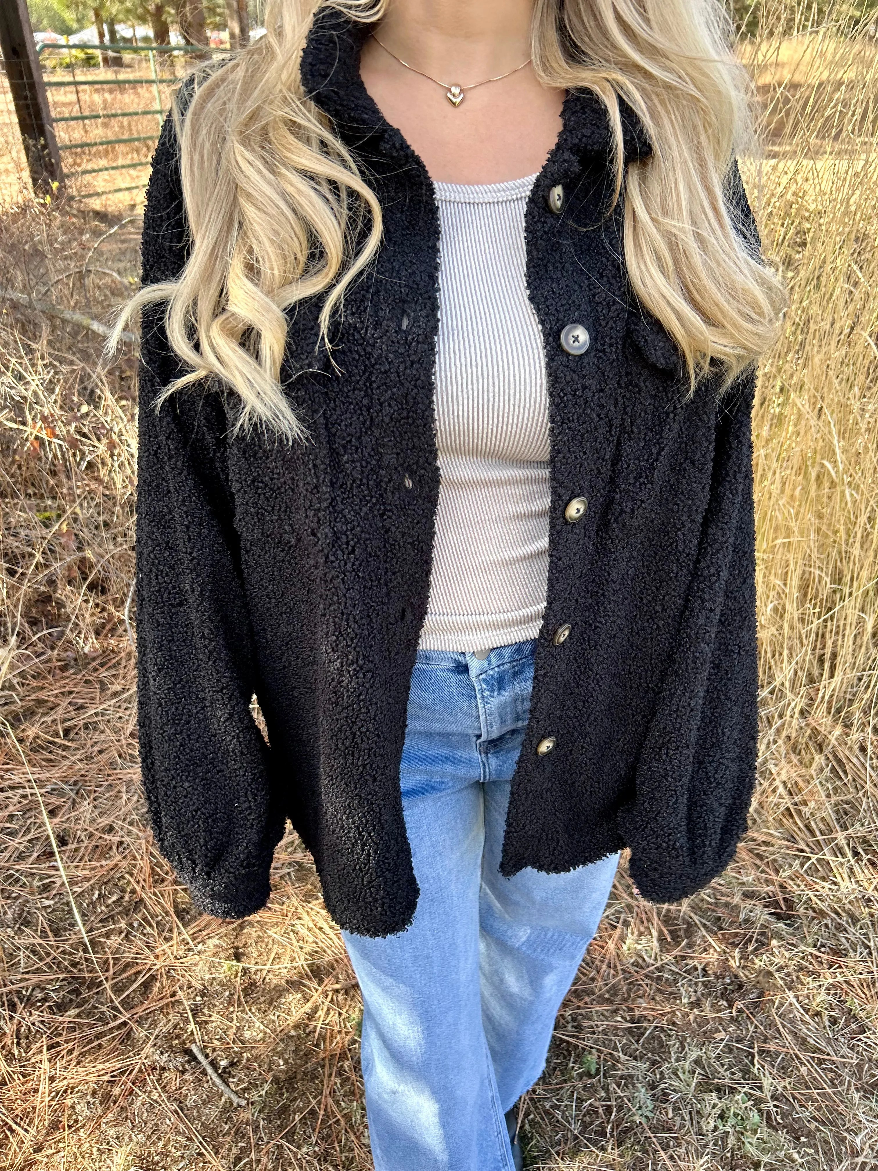 Black Sherpa Shacket FINAL SALE!