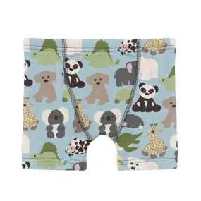 Boy's Print Bamboo Boxer Brief - Spring Sky Too Many Stuffies