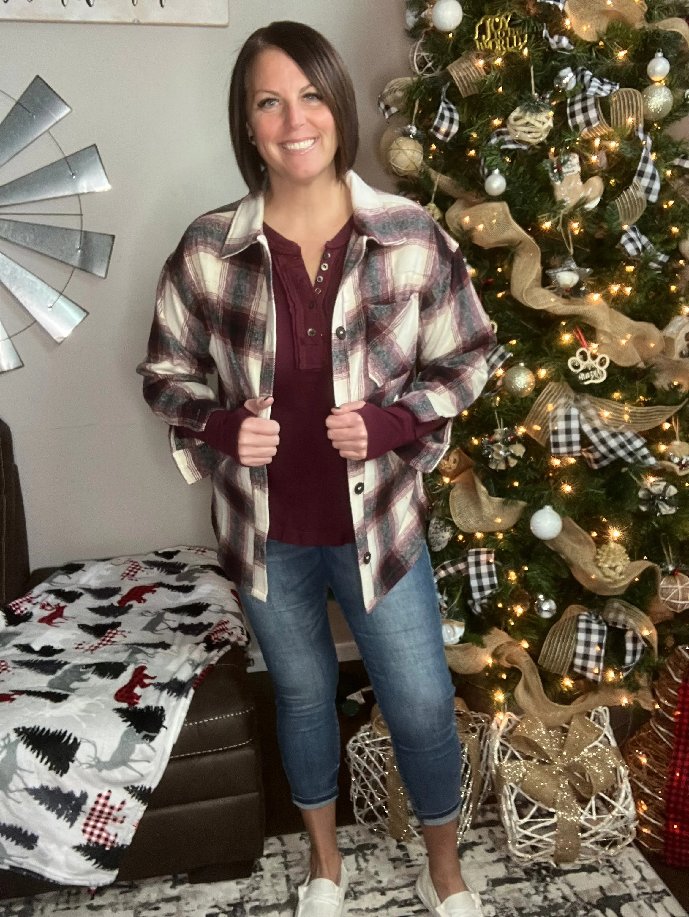 Burgundy Plaid Shacket
