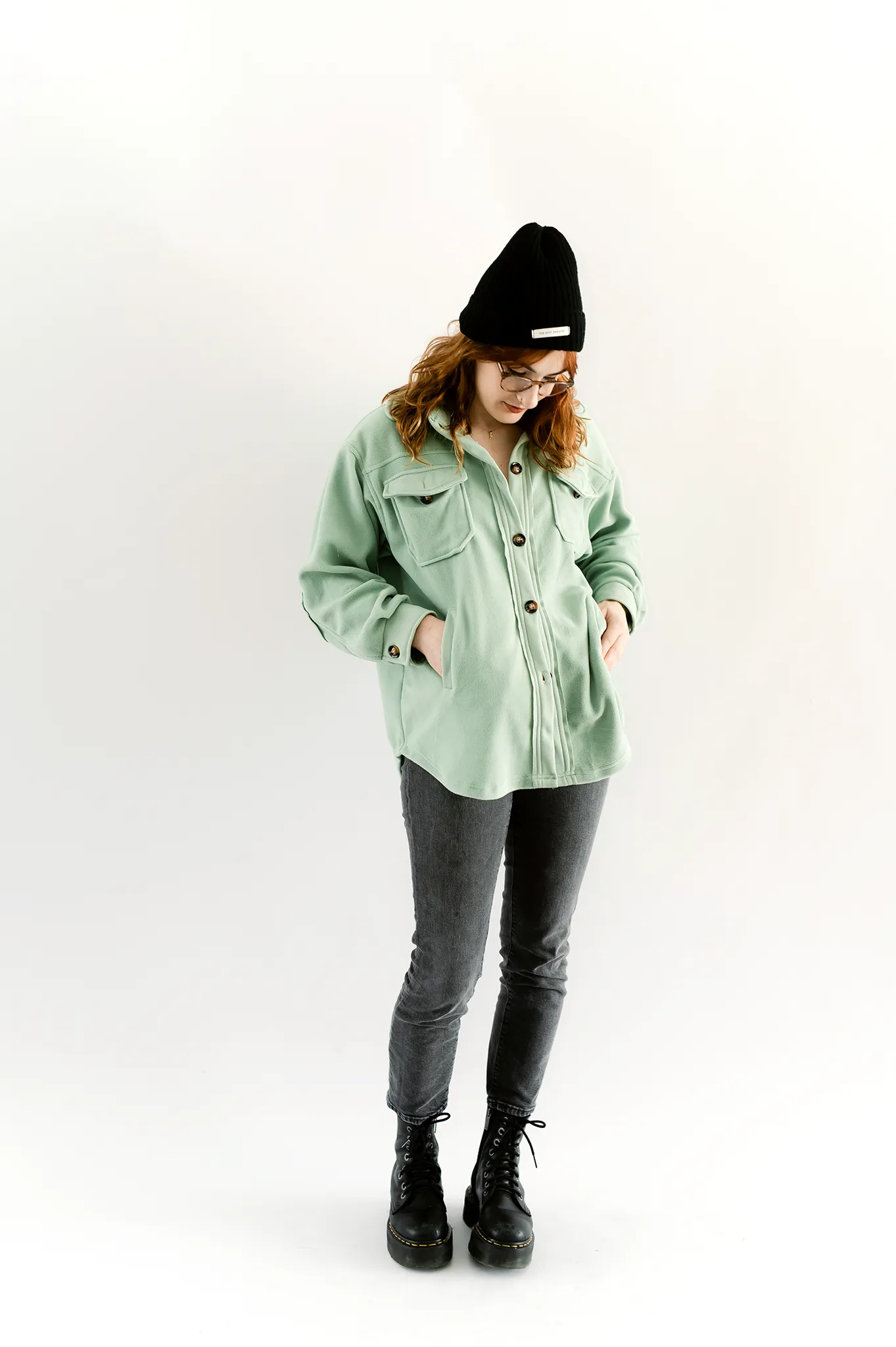 Button-Up Fleece Shacket- Sage