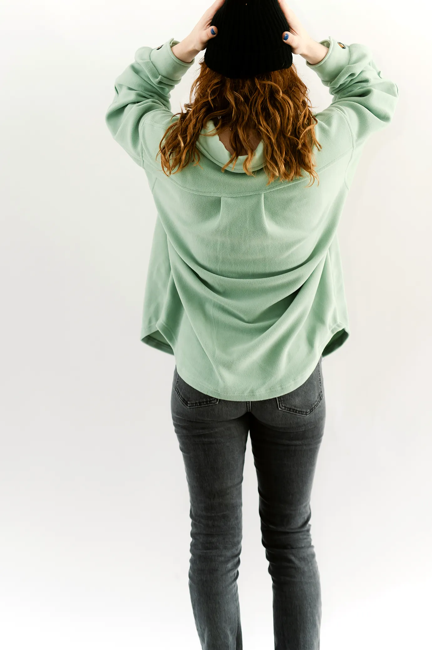 Button-Up Fleece Shacket- Sage