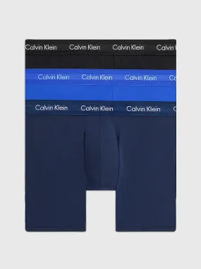 Calvin Klein COTTON STRETCH 3 Pack Mens Boxer Briefs Black/Blueshadow/Cobaltwater