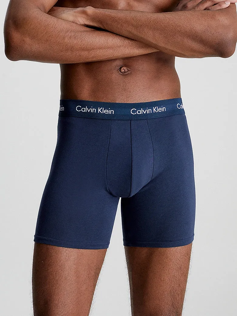 Calvin Klein COTTON STRETCH 3 Pack Mens Boxer Briefs Black/Blueshadow/Cobaltwater