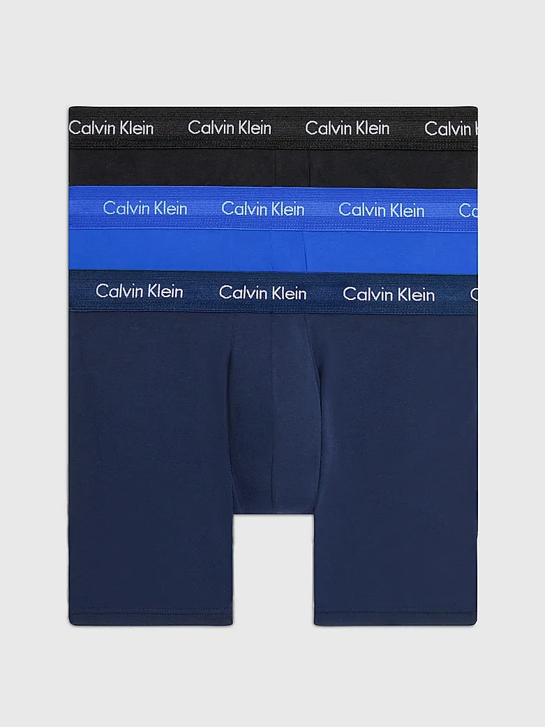 Calvin Klein COTTON STRETCH 3 Pack Mens Boxer Briefs Black/Blueshadow/Cobaltwater