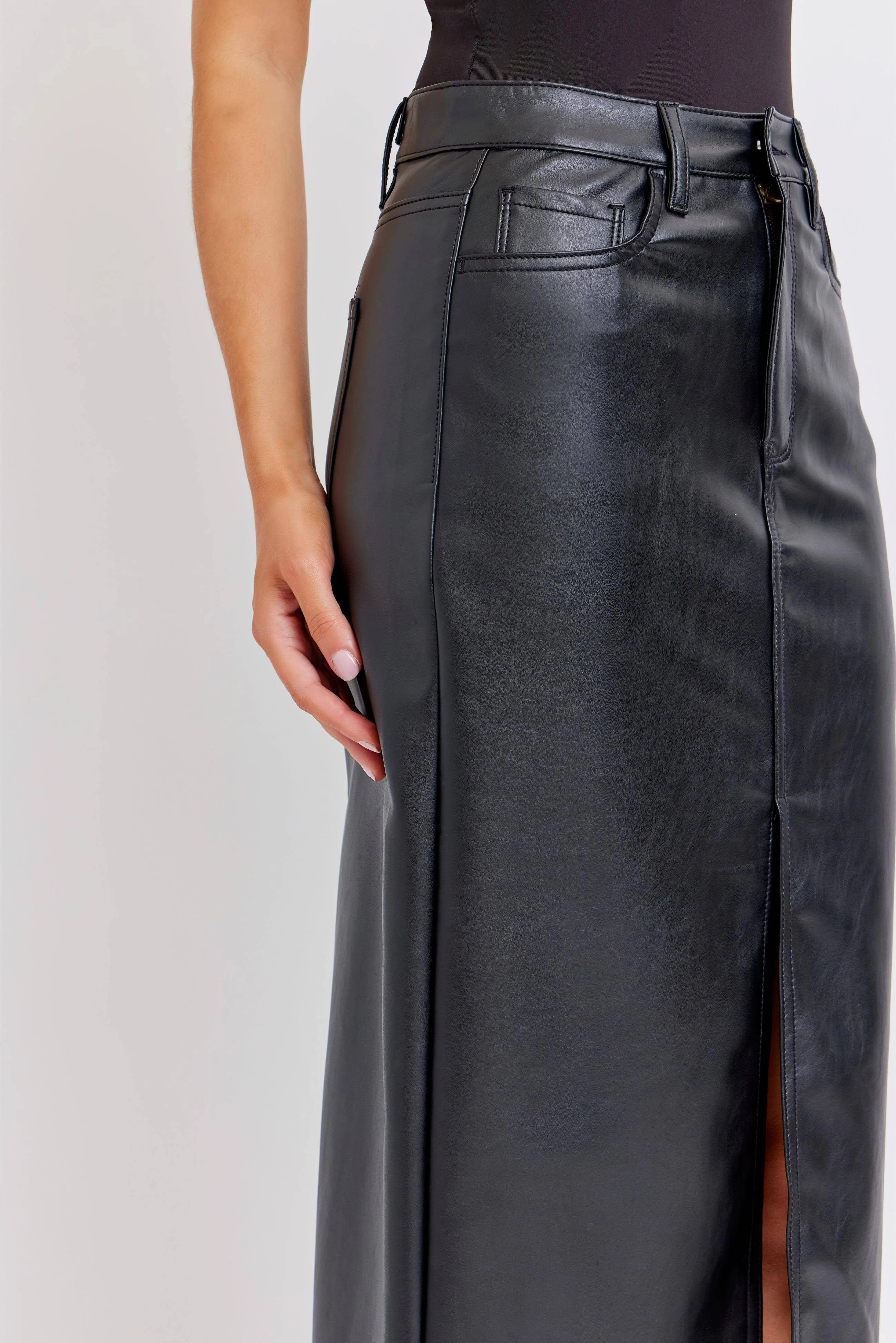 Cello High Rise Midi Skirt with Front Slit/L