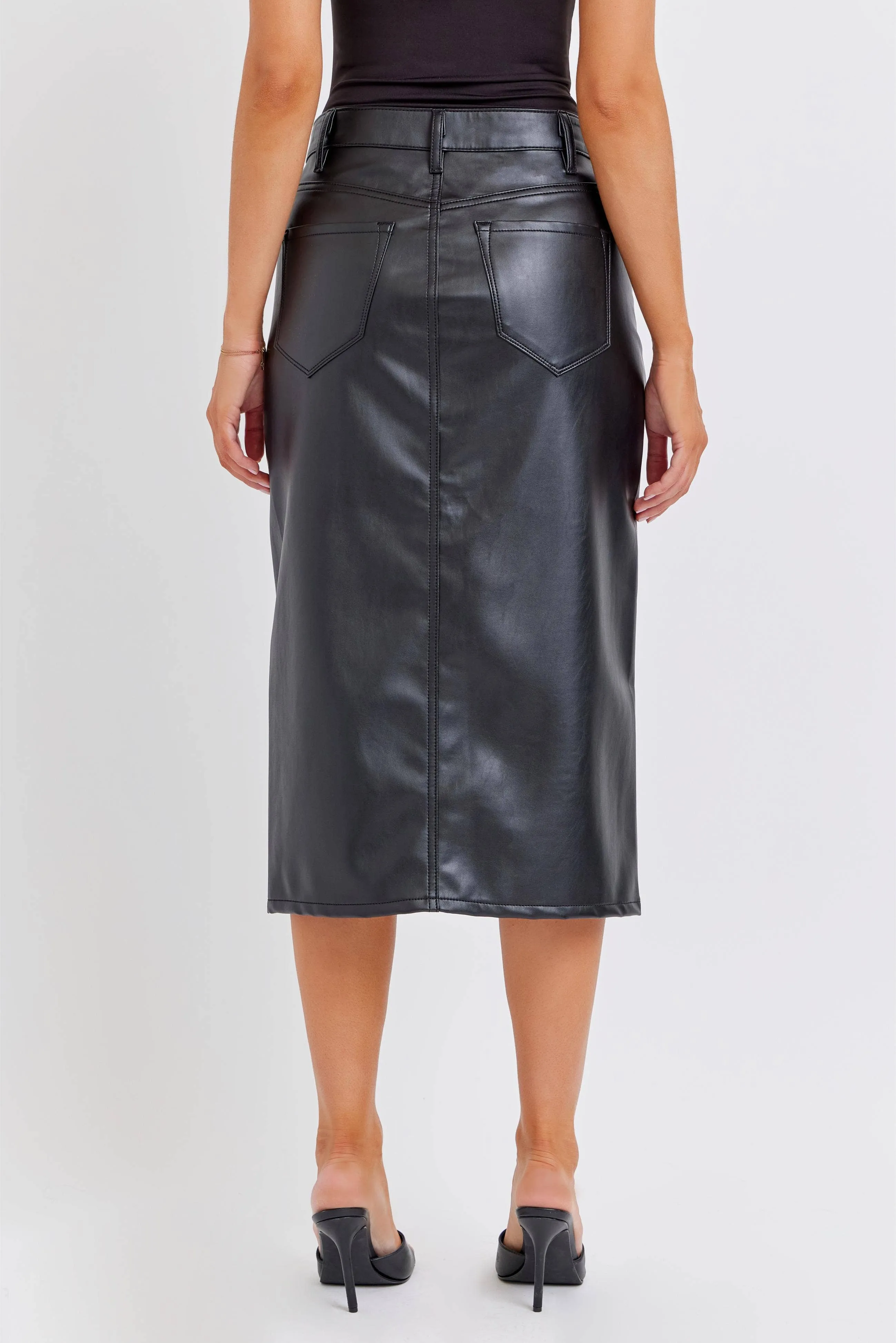 Cello High Rise Midi Skirt with Front Slit/L