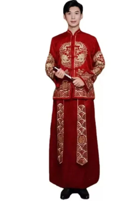 Chinese Traditional Bridal Wedding Dress/Peacock Pattern Wedding Dress/Qun Kwa/Tea Ceremony