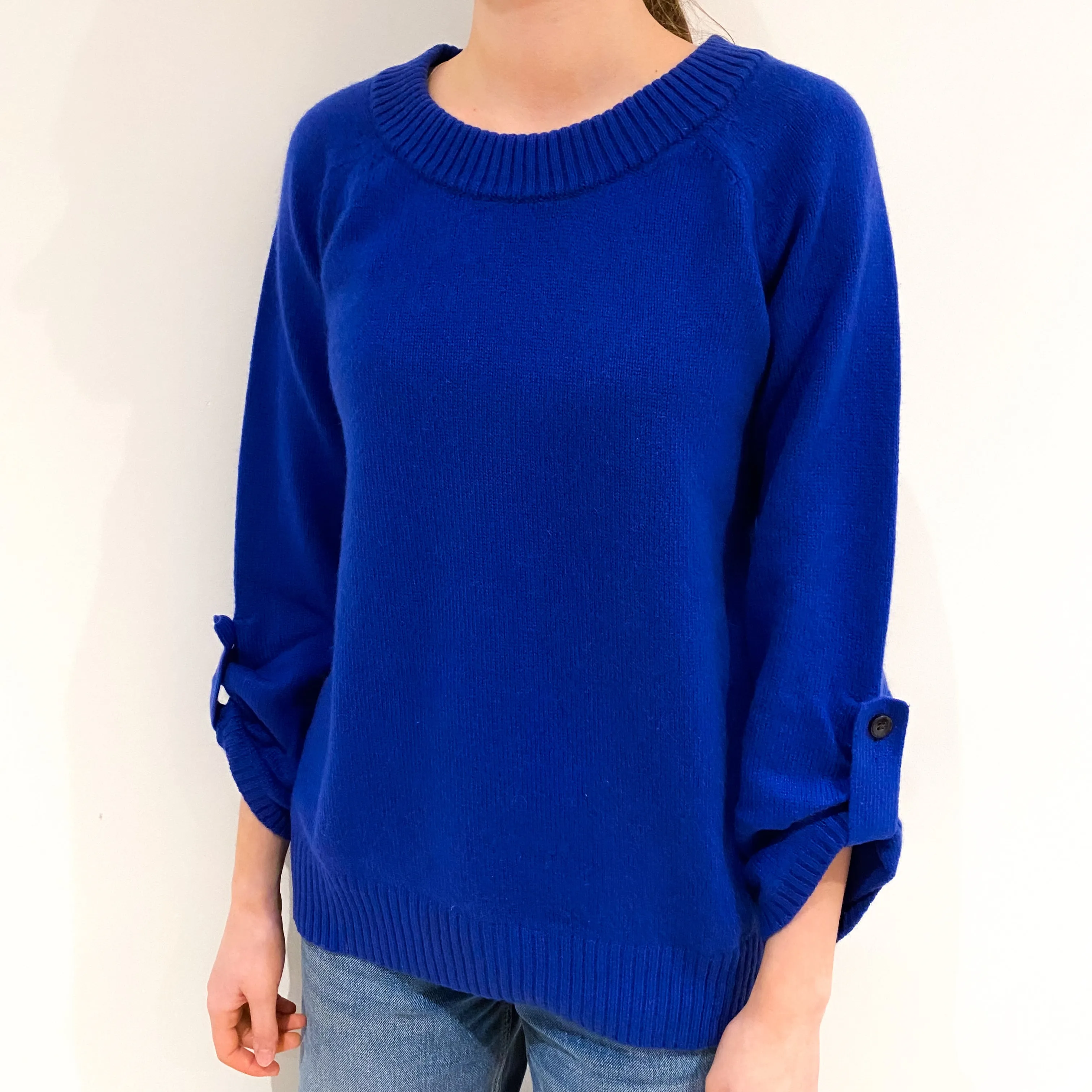 Cobalt Blue Chunky Crew Neck Jumper Extra Small