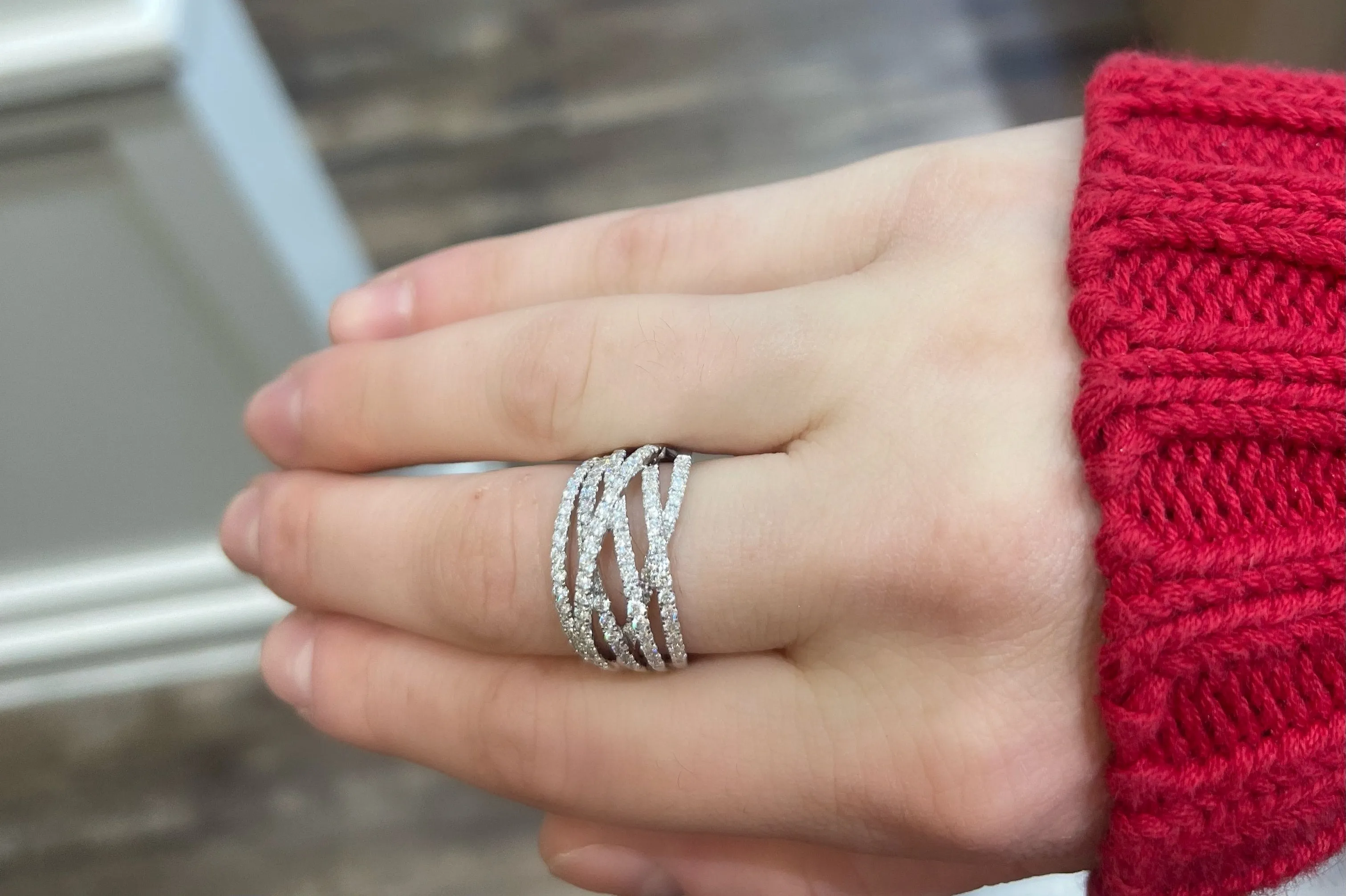 Criss-Cross Wide Diamond  Ring