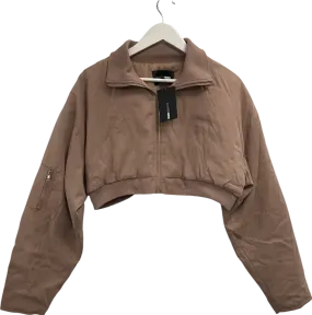 Fashion Nova Nude Shoot Your Shot Cropped Puffer Jacket UK M