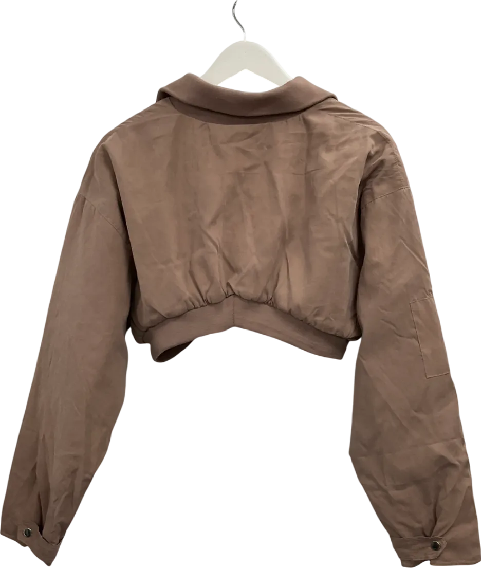 Fashion Nova Nude Shoot Your Shot Cropped Puffer Jacket UK M