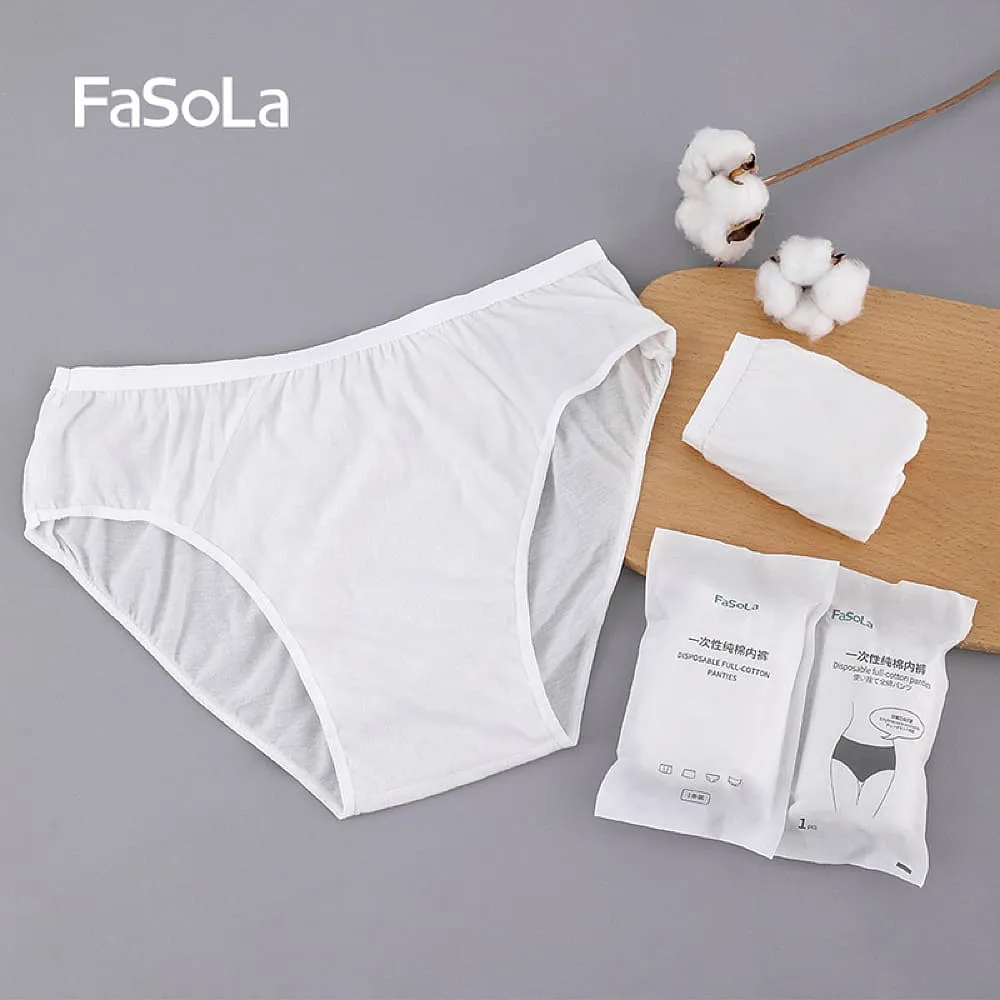 FaSoLa Disposable Full-Cotton Underwear for Men - White, XXL, Pack of 5