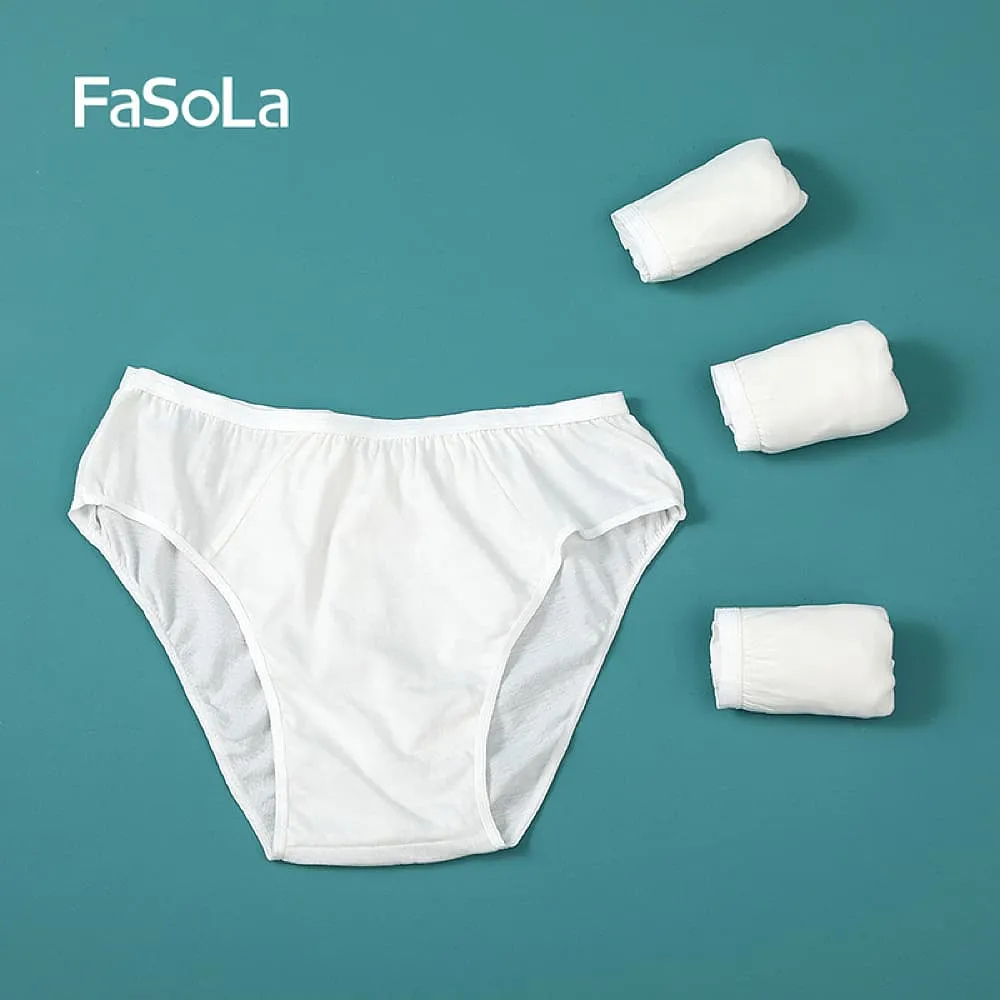 FaSoLa Disposable Full-Cotton Underwear for Men - White, XXL, Pack of 5