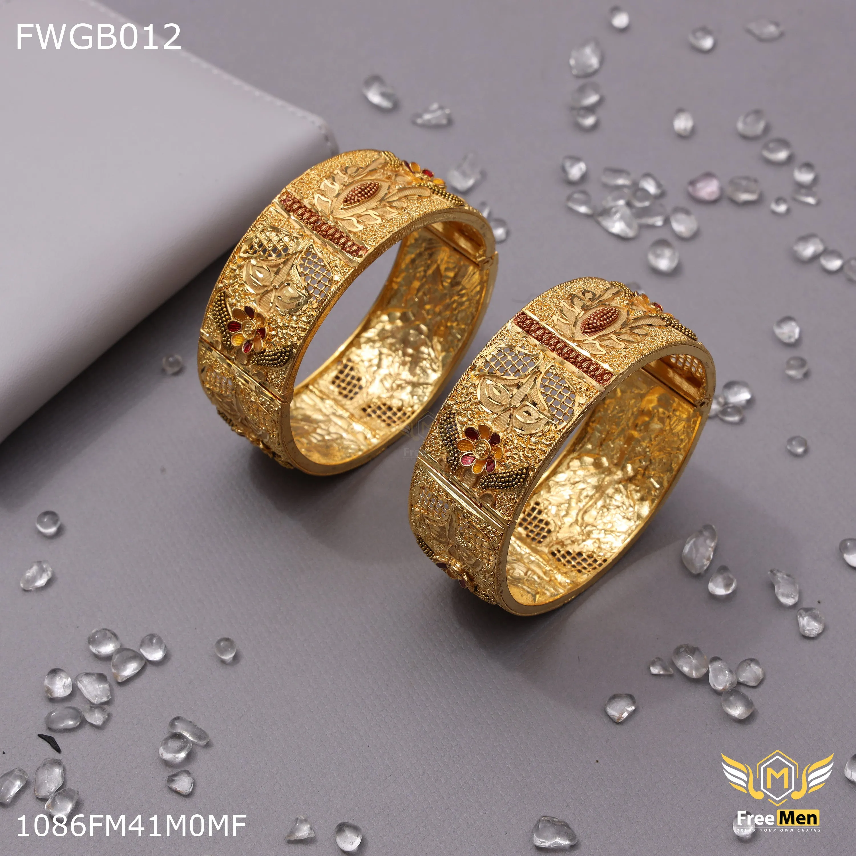 Freemen 1mg flower broad bangles or women - FWGB012