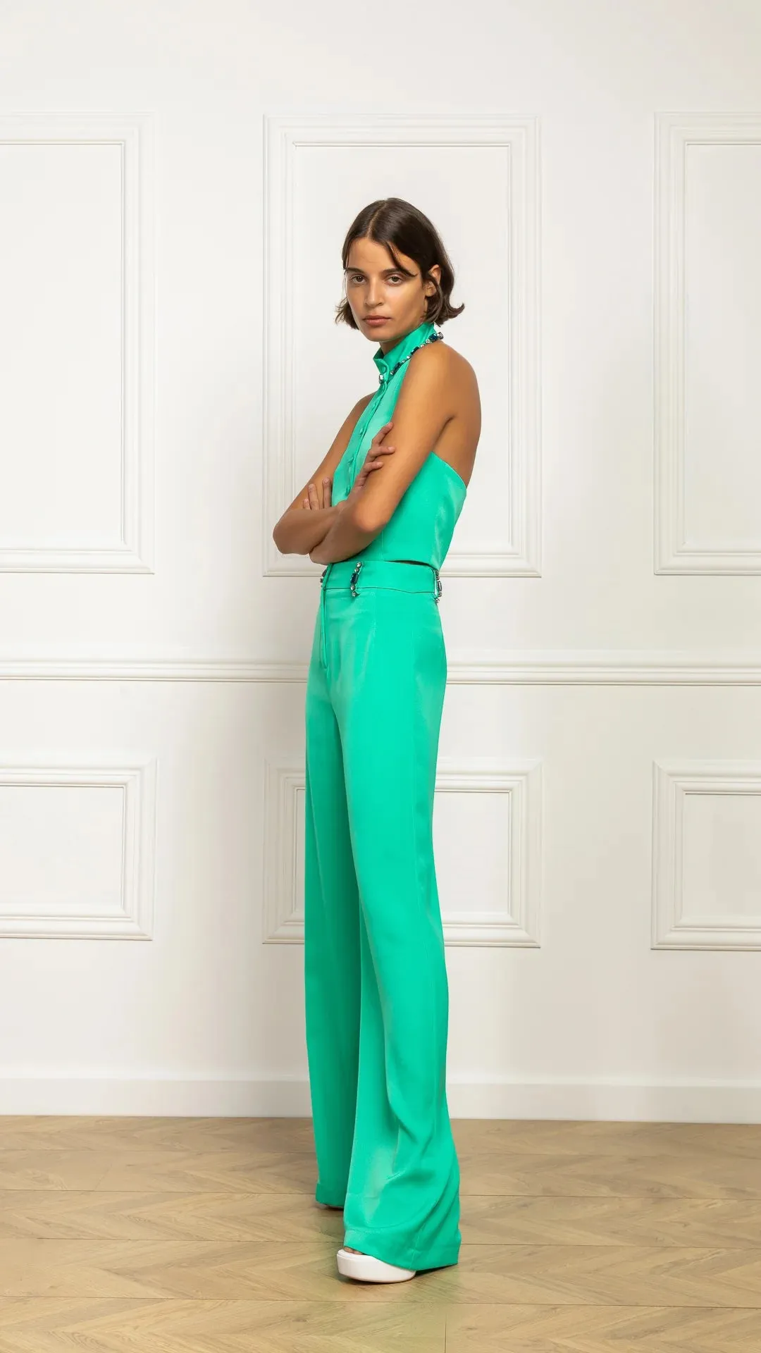 Freesia Silk Pants (green)