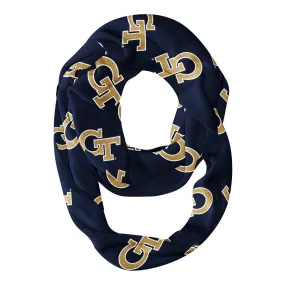 Georgia Tech Yellow Jackets All Over Logo Blue Infinity Scarf by Vive La Fete