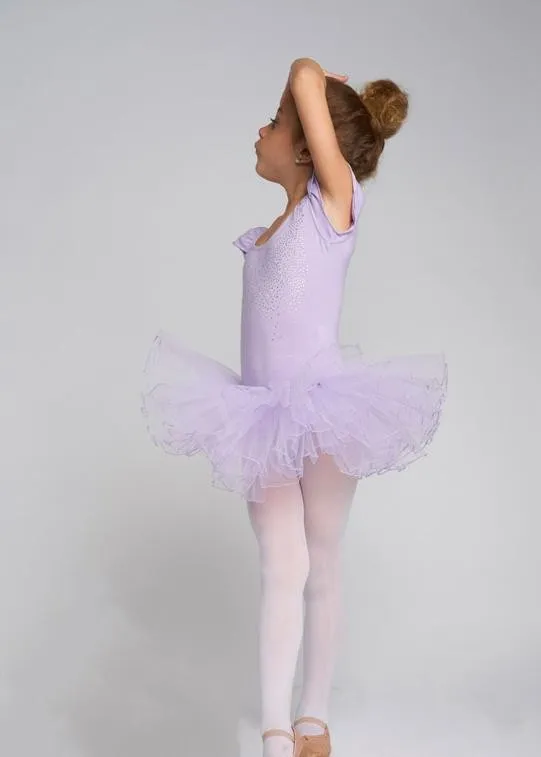 Girls Lavender Glitter Rhinestone Bow Ballet Dress 9M-8