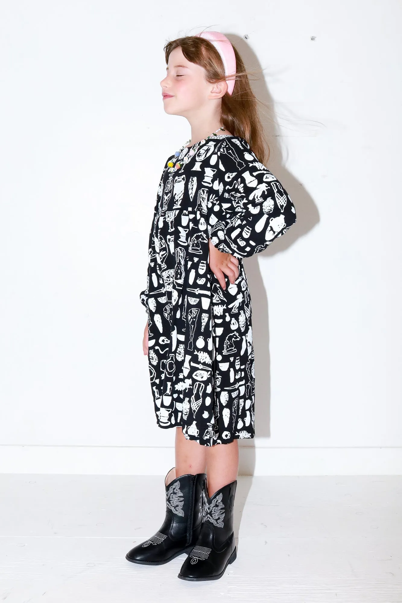 Kid's Curio Long Sleeve Babydoll Dress in 6T
