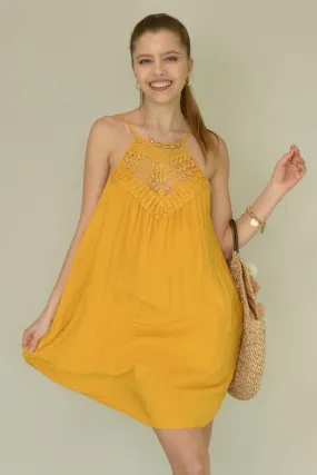 Lace Polka Dot Woven Mini Dress