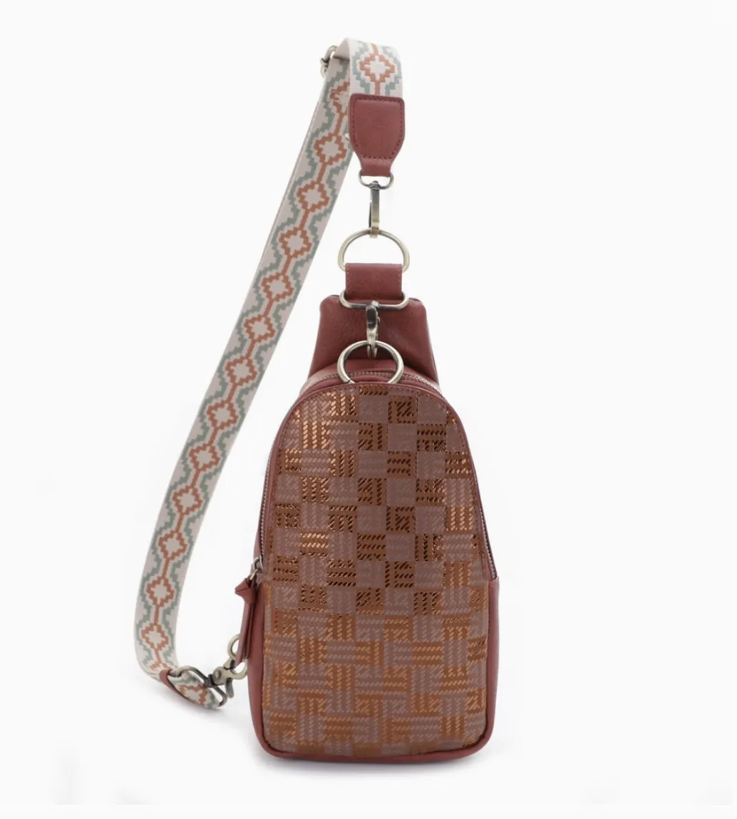 Laurie Metallic Sling Bag with Guitar Strap