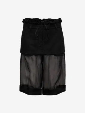 Layered Skirt Shorts - Black