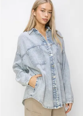 Light Wash Denim Shacket