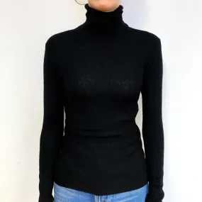Lightweight Skinny Ribbed Cashmere Polo Neck Jumper Extra Extra Small