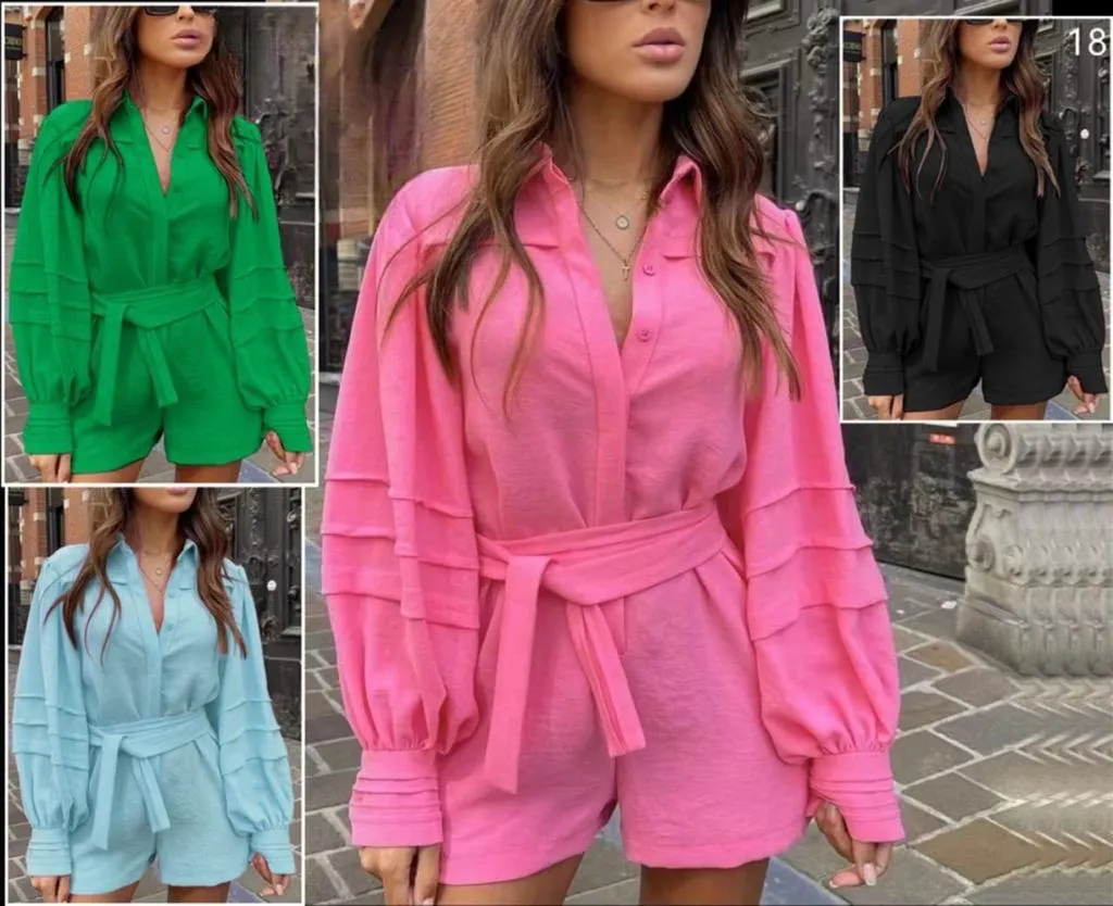 Long sleeve chiffon jumpsuit.
