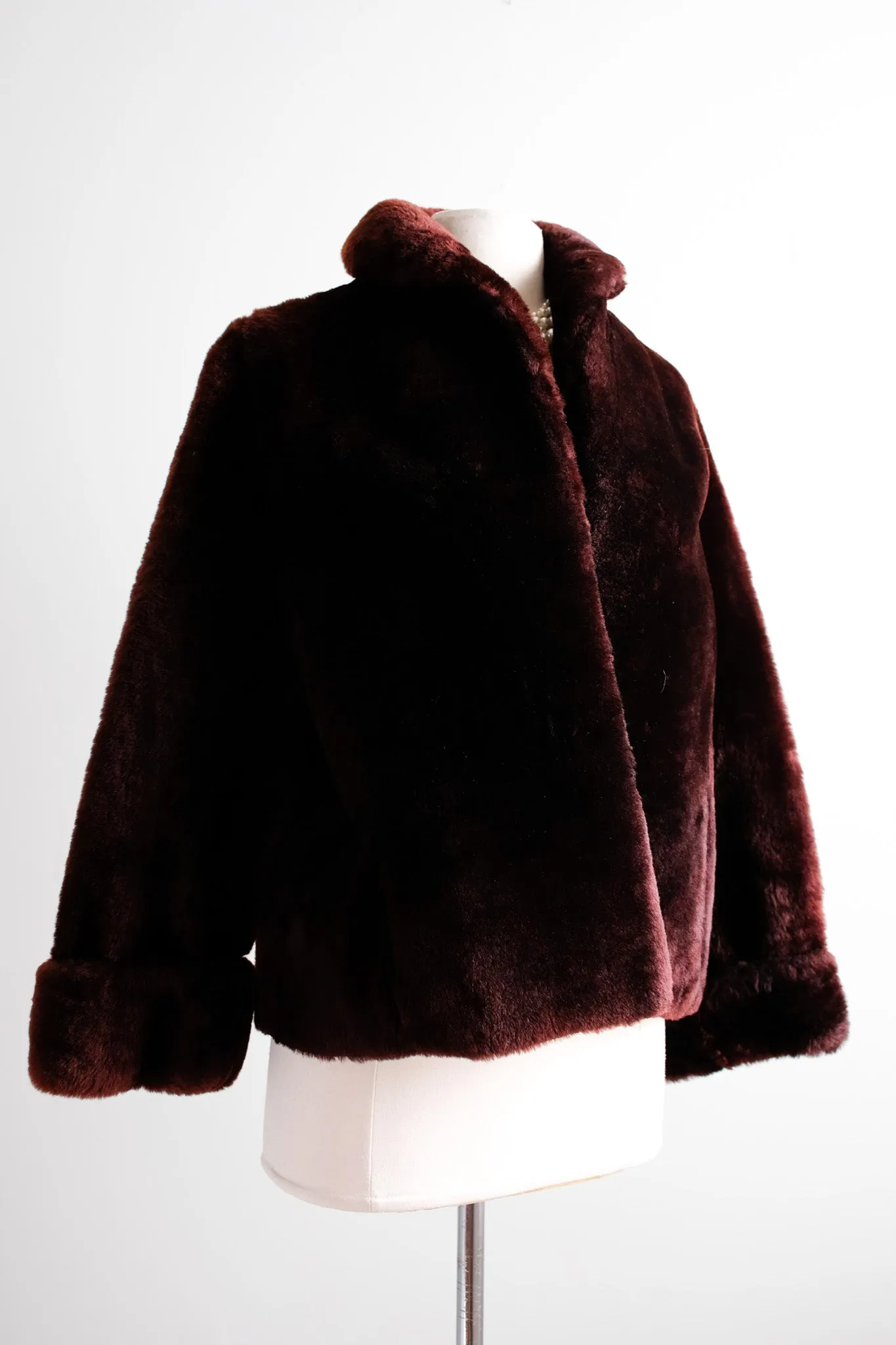 Luxurious 1950's Umber Mouton Cropped Jacket  / Sz S