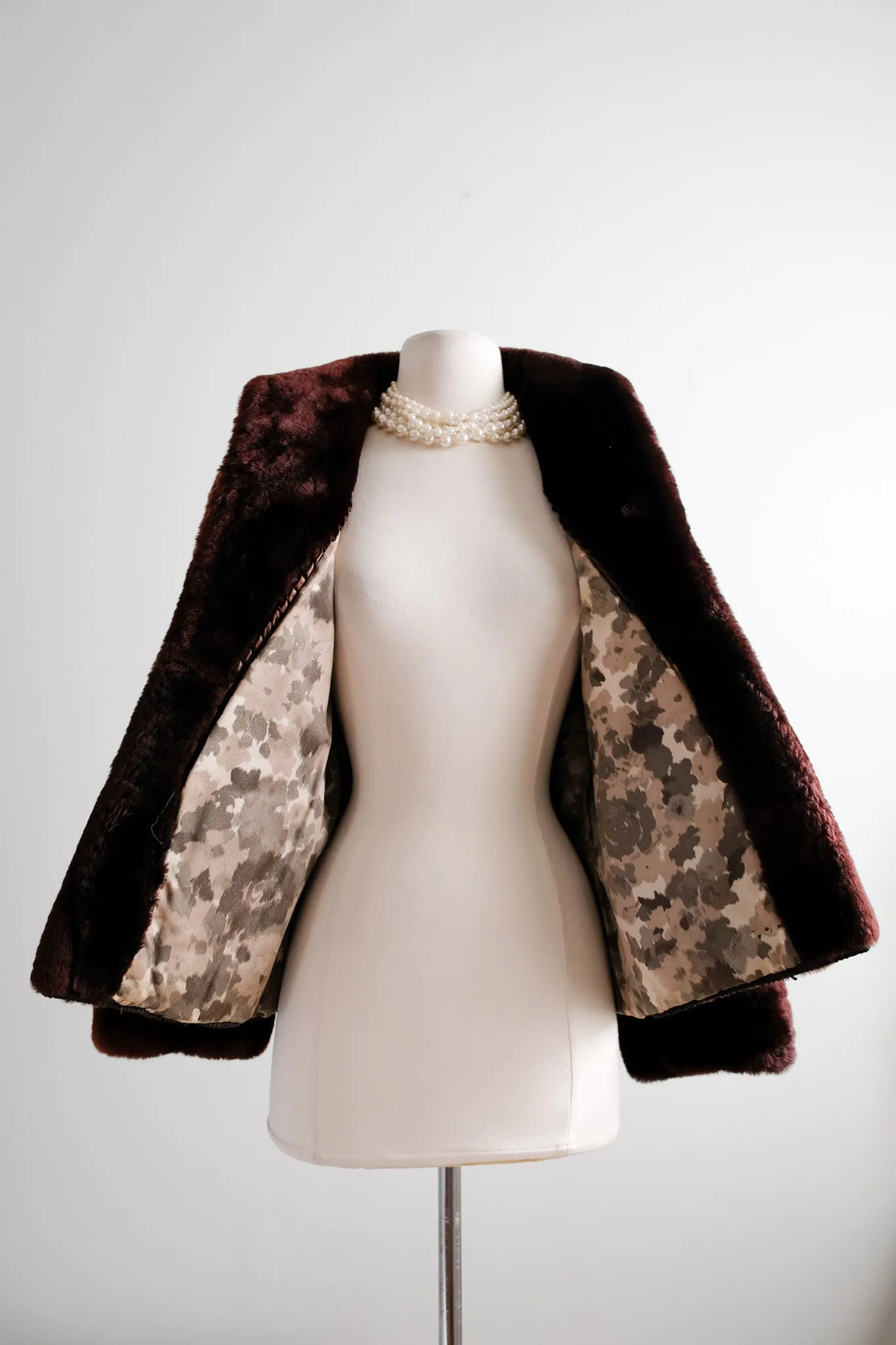 Luxurious 1950's Umber Mouton Cropped Jacket  / Sz S