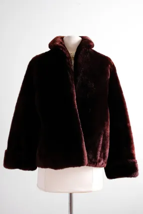 Luxurious 1950's Umber Mouton Cropped Jacket  / Sz S