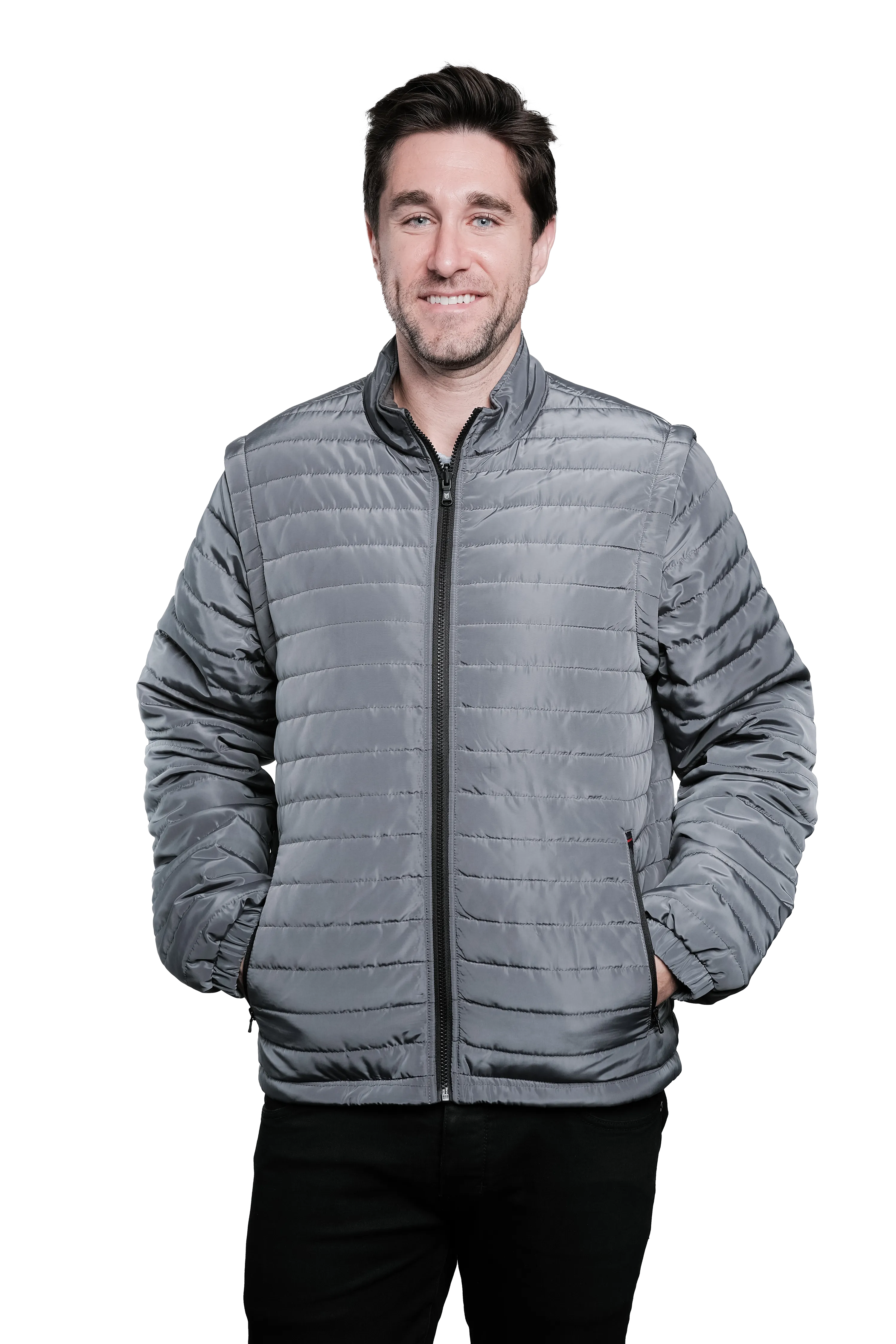 Marwin Sports Puffer Men's Jacket Removable Arms - Grey