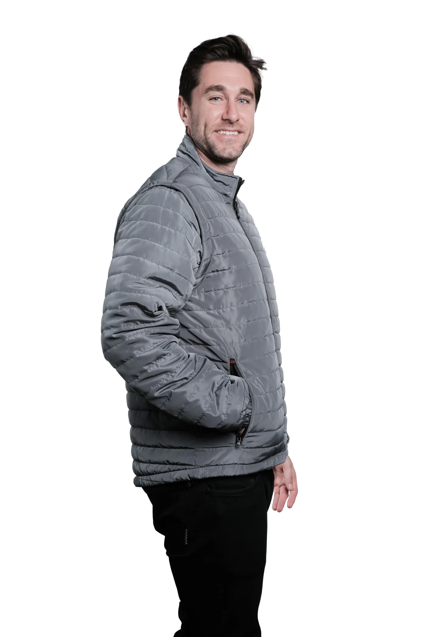 Marwin Sports Puffer Men's Jacket Removable Arms - Grey