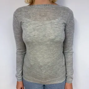 Massimo Dutti Grey Cashmere Boat Neck Jumper Small