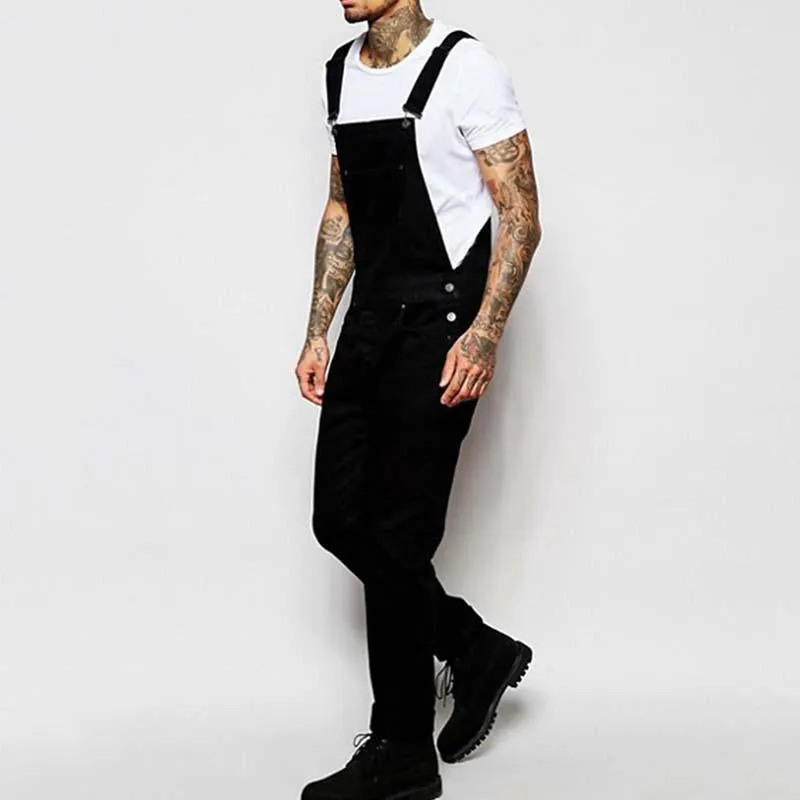 Men's Fashion Solid Color Denim Overalls 32345308M