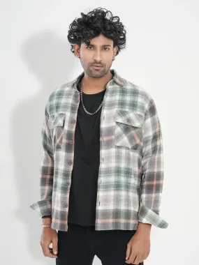 Men's Flannel Check Shacket in Persian