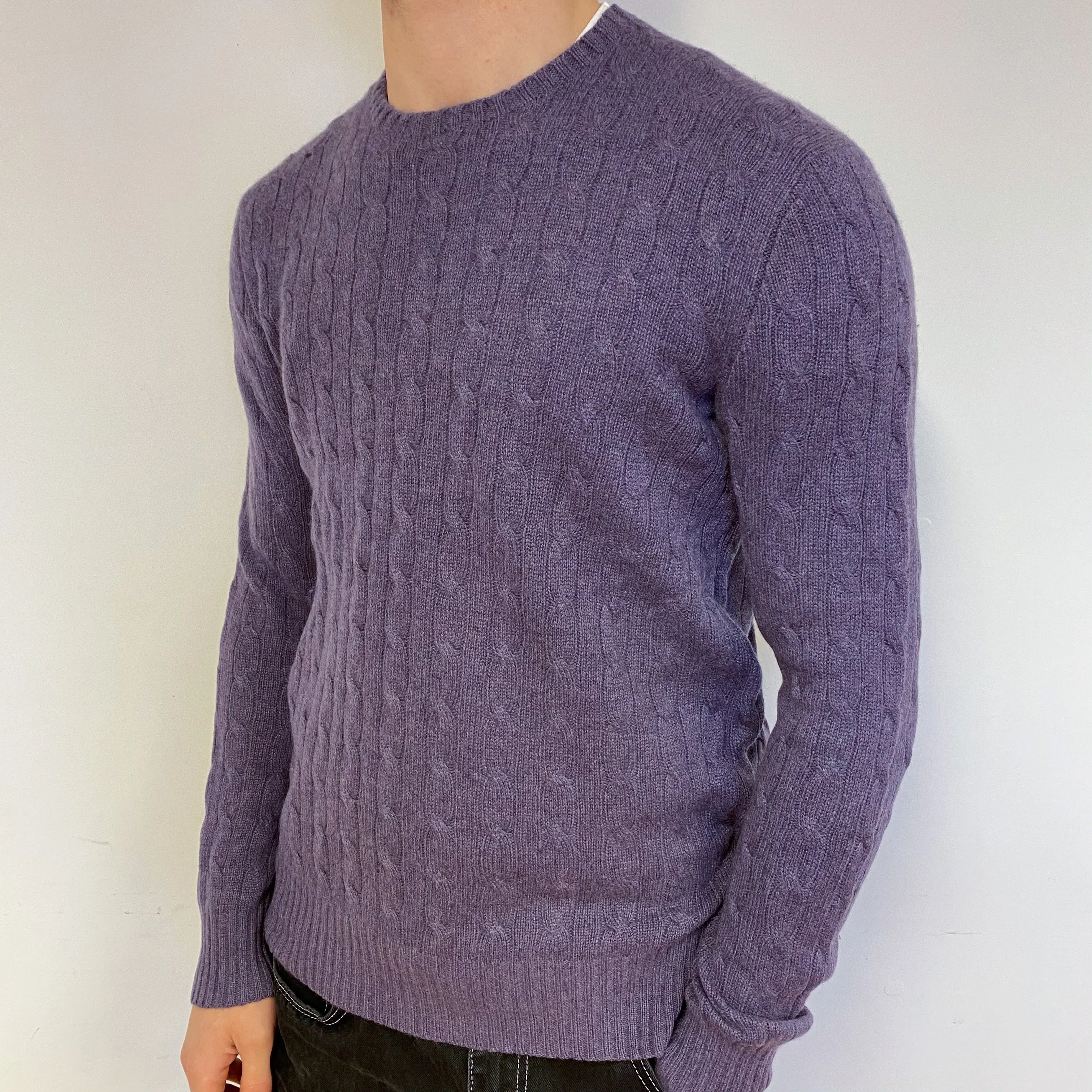Men's Ralph Lauren Purple Cashmere Crew Neck Jumper Medium